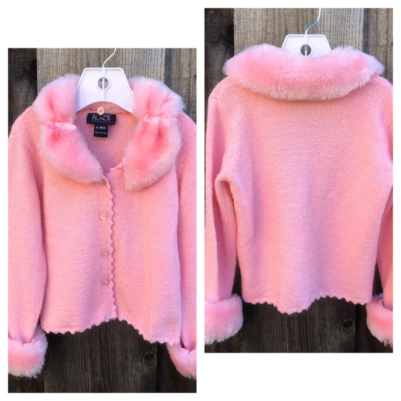 pink fur cardigan